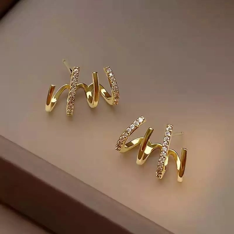 Multi Earring Effect Claw Stud Korean Earrings