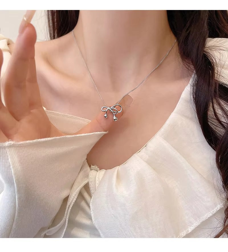 FS-NCKS4C45 - Silver Bow Knot Necklace