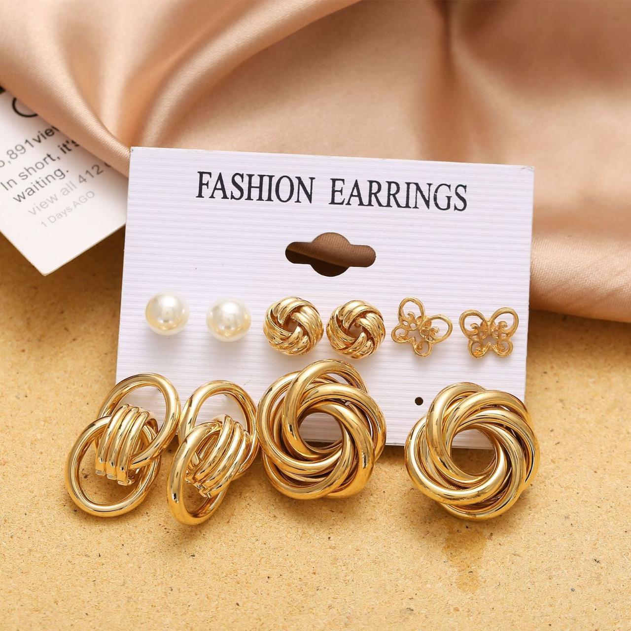 Model No. 376 Gold Plated Set of 6 Earrings