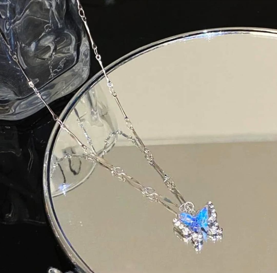 Model 310 Stainless-steel Blue butterfly necklace