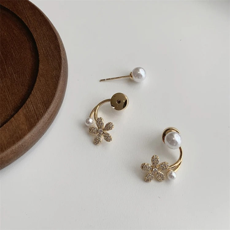 FS-ERS9N2 - Trendy Flower Style Stud Earrings