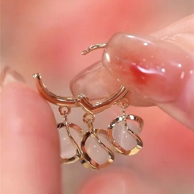FS-ERS9N110 - Moon Opal Drop Huggie Earrings