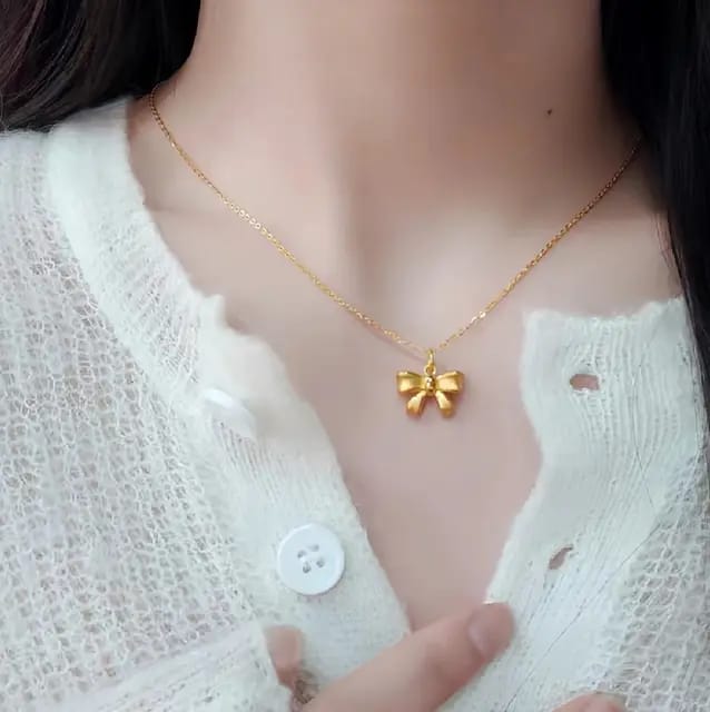 Model No. 364 Gold Bow Pendant Necklace