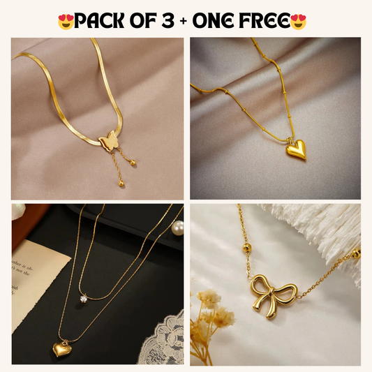 Nayaara:106 Best Anti Tarnish Neckless Pack of 3 + One FREE