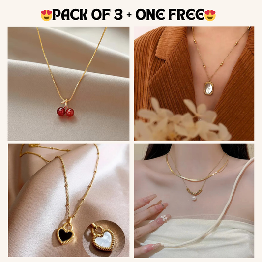 Nayaara:107 Mix Anti Tarnish Neckless Pack of 3 + One FREE