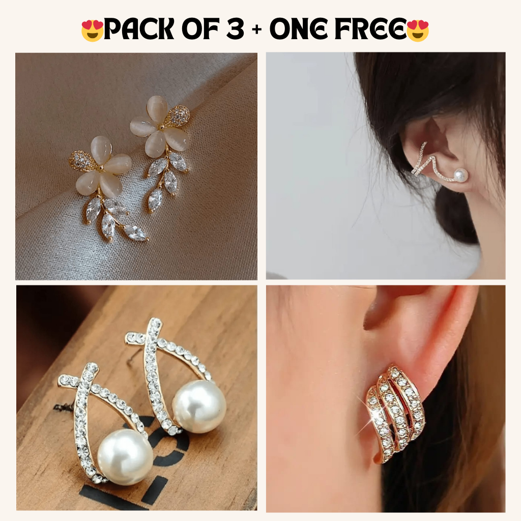 Korean Earrings Model 83,109,104,50 Nayaara Set of 3 + One Free