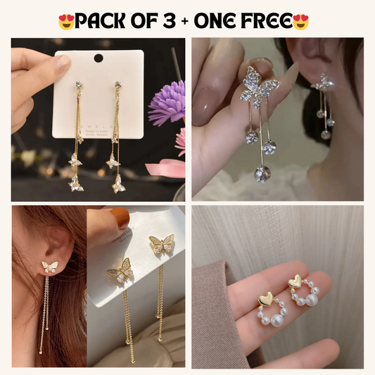 Korean Earrings Model 70,55,60,35 Nayaara Set of 3 + One Free