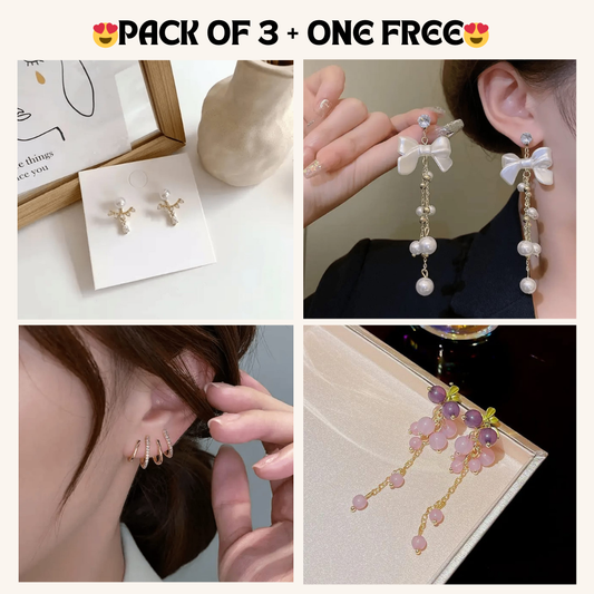 Korean Earrings Model 92,157,67,280 Nayaara Set of 3 + One Free