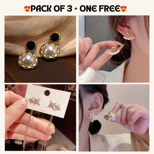 Korean Earrings Model 307,274,131,282 Nayaara Set of 3 + One Free