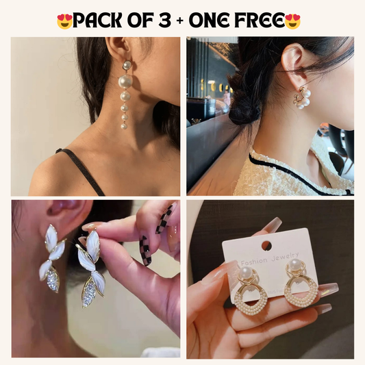 Korean Earrings Model 12,39,313,288 Nayaara Set of 3 + One Free