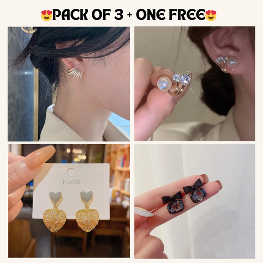 Korean Earrings Model 65,8,278,110 Nayaara Set of 3 + One Free