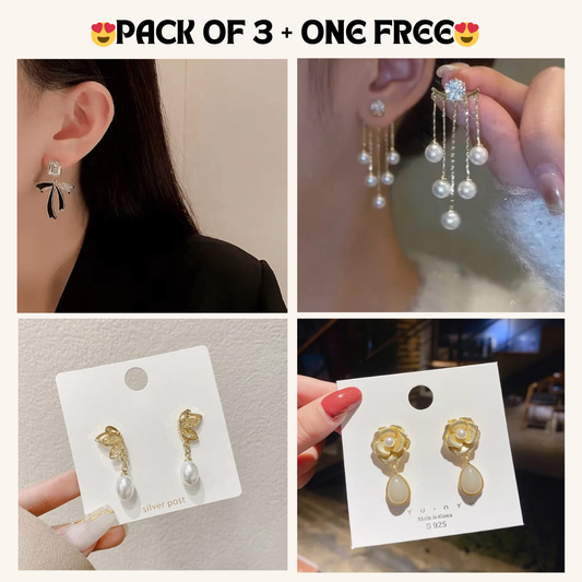 Korean Earrings Model 163,384,294,289 Nayaara Set of 3 + One Free