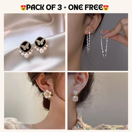 Korean Earrings Model 317,338,121,400 Nayaara Set of 3 + One Free