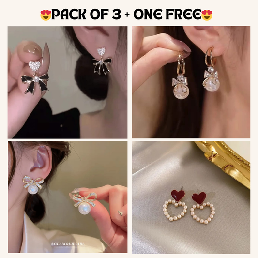 Korean Earrings Model 128,192,101,80 Nayaara Set of 3 + One Free