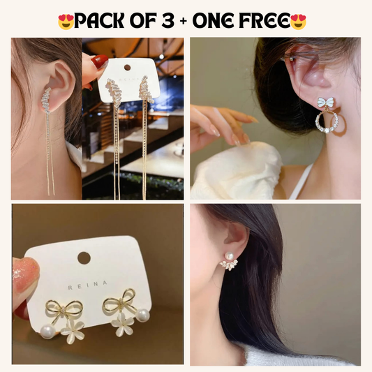 Korean Earrings Model 58,302,236,93 Nayaara Set of 3 + One Free