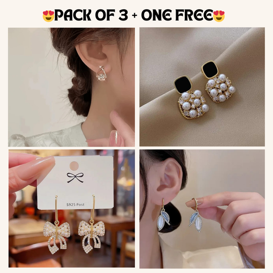 Korean Earrings Model 41,186,293,71 Nayaara Set of 3 + One Free