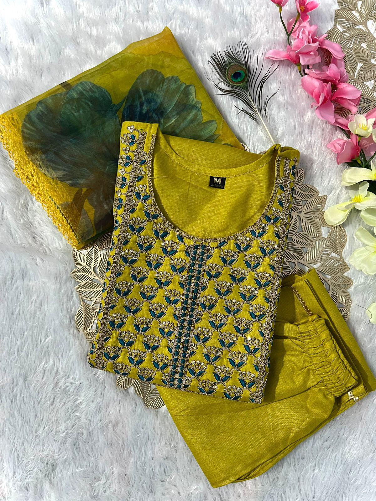 FS : 3329 New Designers Kurti Pent Dupatta Set