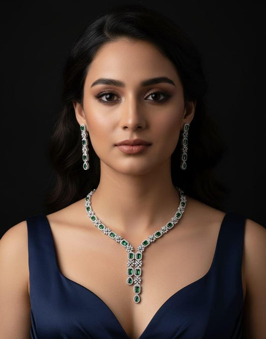 Premium Quality CZ Necklace Set for Women | Elegant Diamond Look Bridal Jewelry by Nayaara