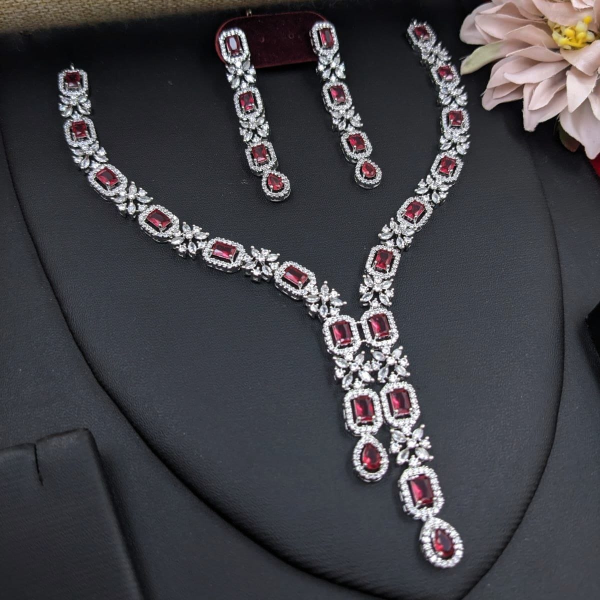 Premium Quality CZ Necklace Set for Women | Elegant Diamond Look Bridal Jewelry by Nayaara