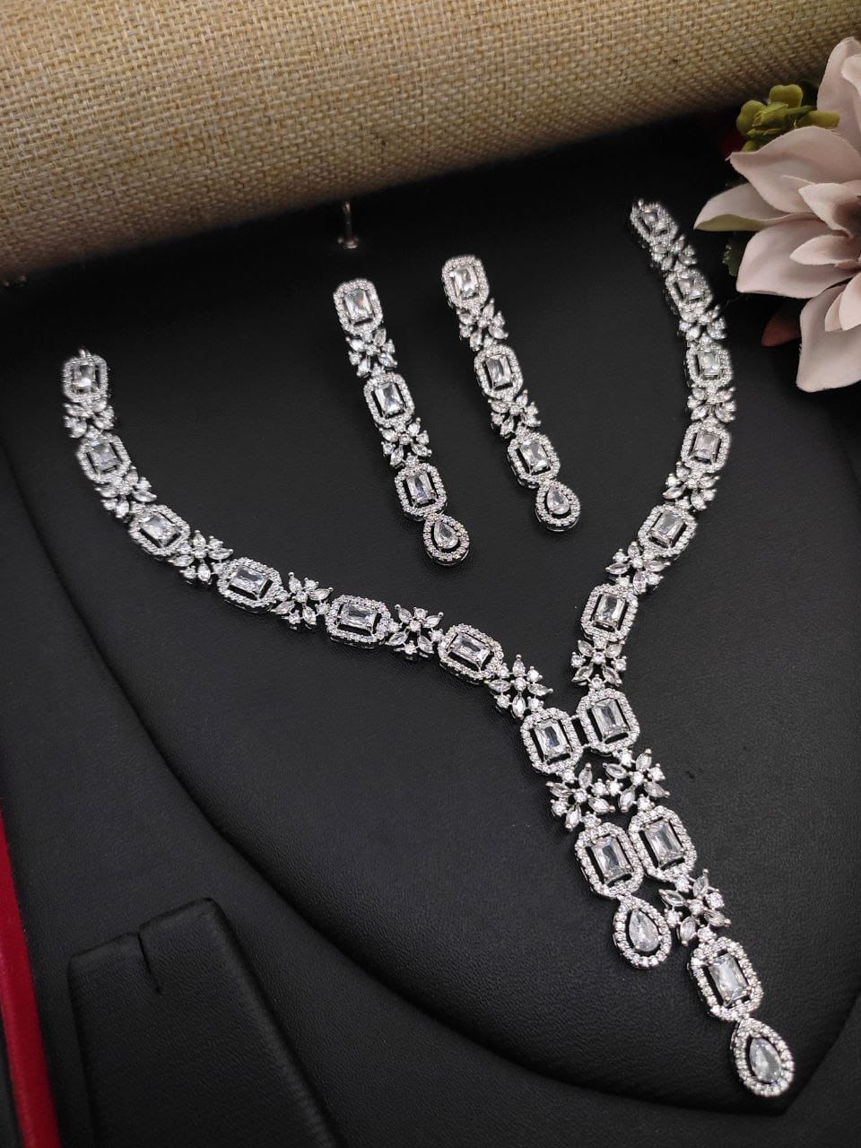 Premium Quality CZ Necklace Set for Women | Elegant Diamond Look Bridal Jewelry by Nayaara
