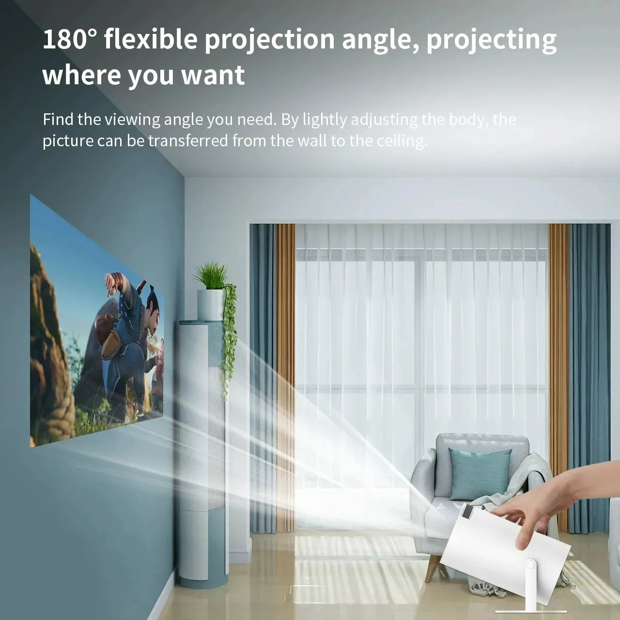 Portable Mini Projector - 180° Projection Angle, Automatic Focus, Home Video Use