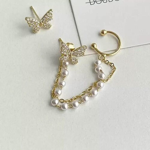 FS-ERS9N12 - Single Chain Butterfly Cuff Earrings