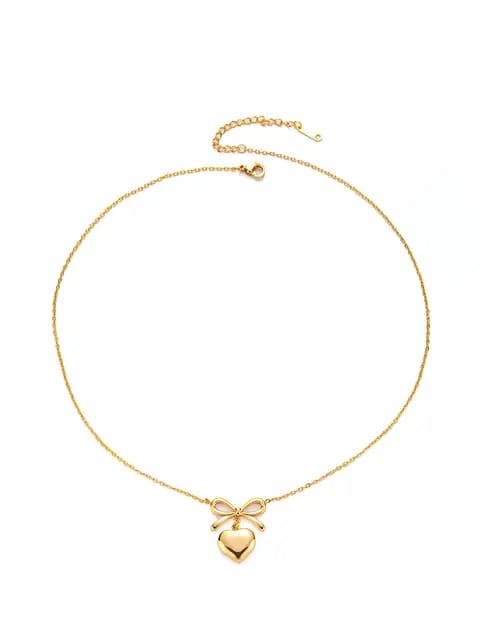 Model No. 366 Golden Heart Bow Pendant Necklace