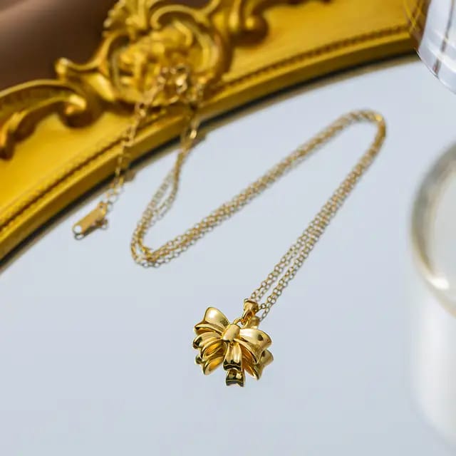 Model No. 364 Gold Bow Pendant Necklace