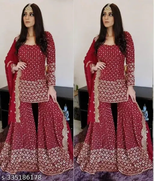 EXCLUSIVE WOMENS GARARA SUITS New Fancy Garara Georgette 9mm Heavy sequence Work Wear Suit Like Party Wear Garara suit