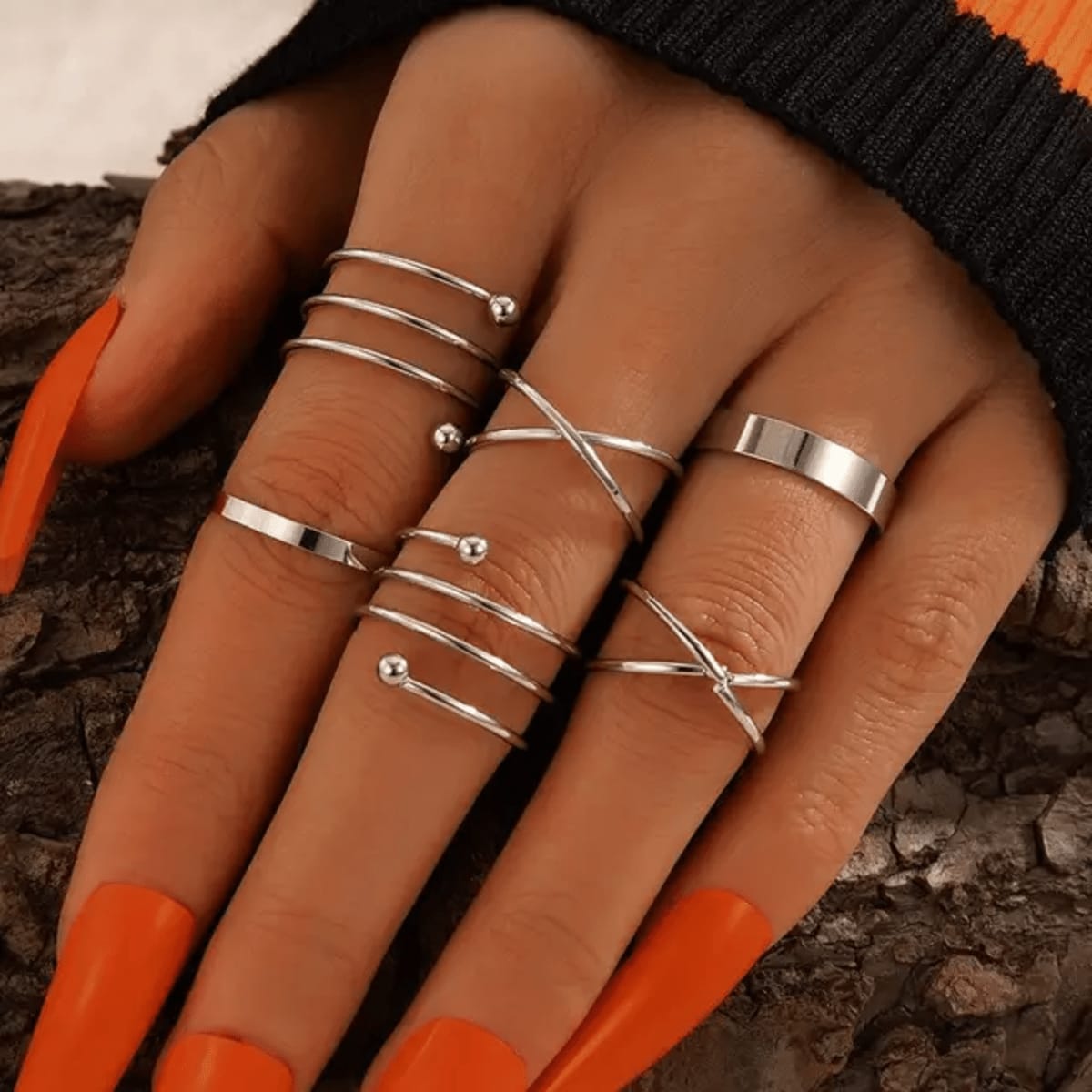 Model 119 Set of 6 Rings Trending Korean rings