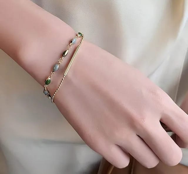 Model 221 Green Colour Gold Plated Korean Hand Bracelet