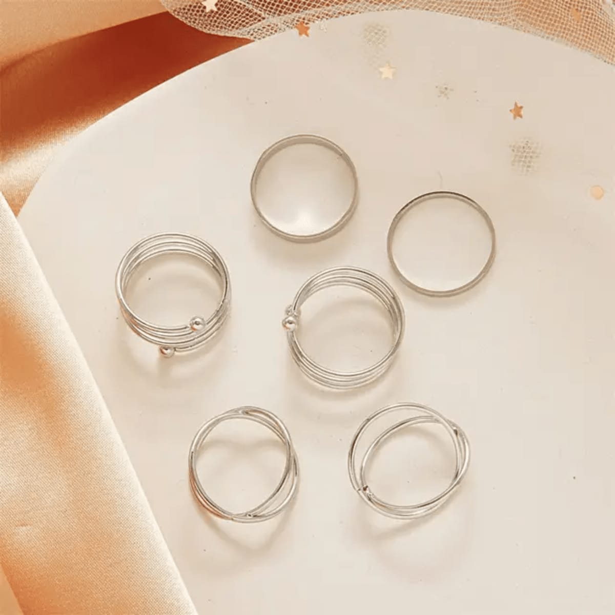 Model 119 Set of 6 Rings Trending Korean rings