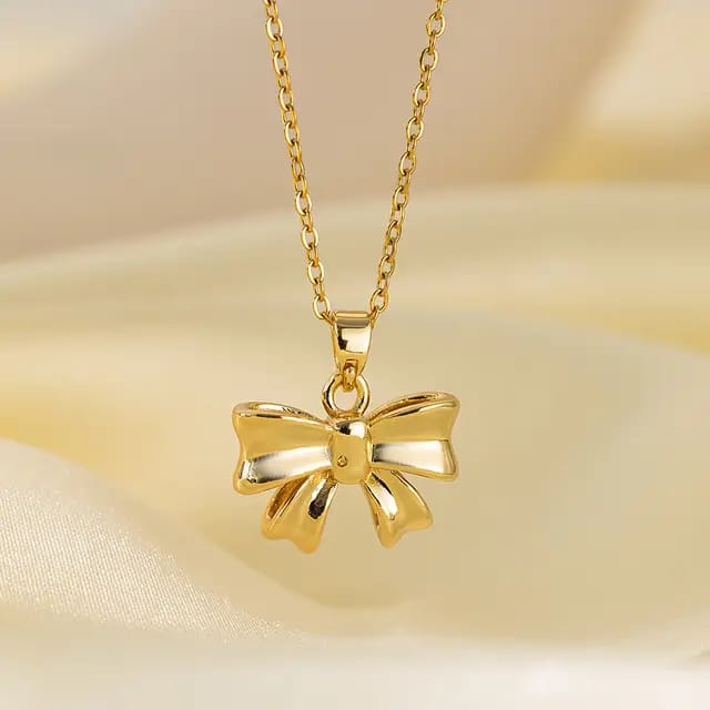 Model No. 364 Gold Bow Pendant Necklace