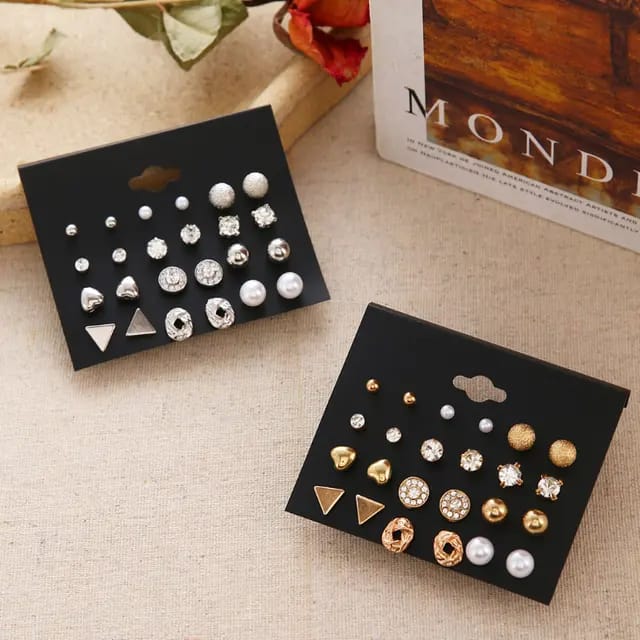 Model 55 Set Of 12 Studs (Two Sets Silver and Gold 24 Studs)