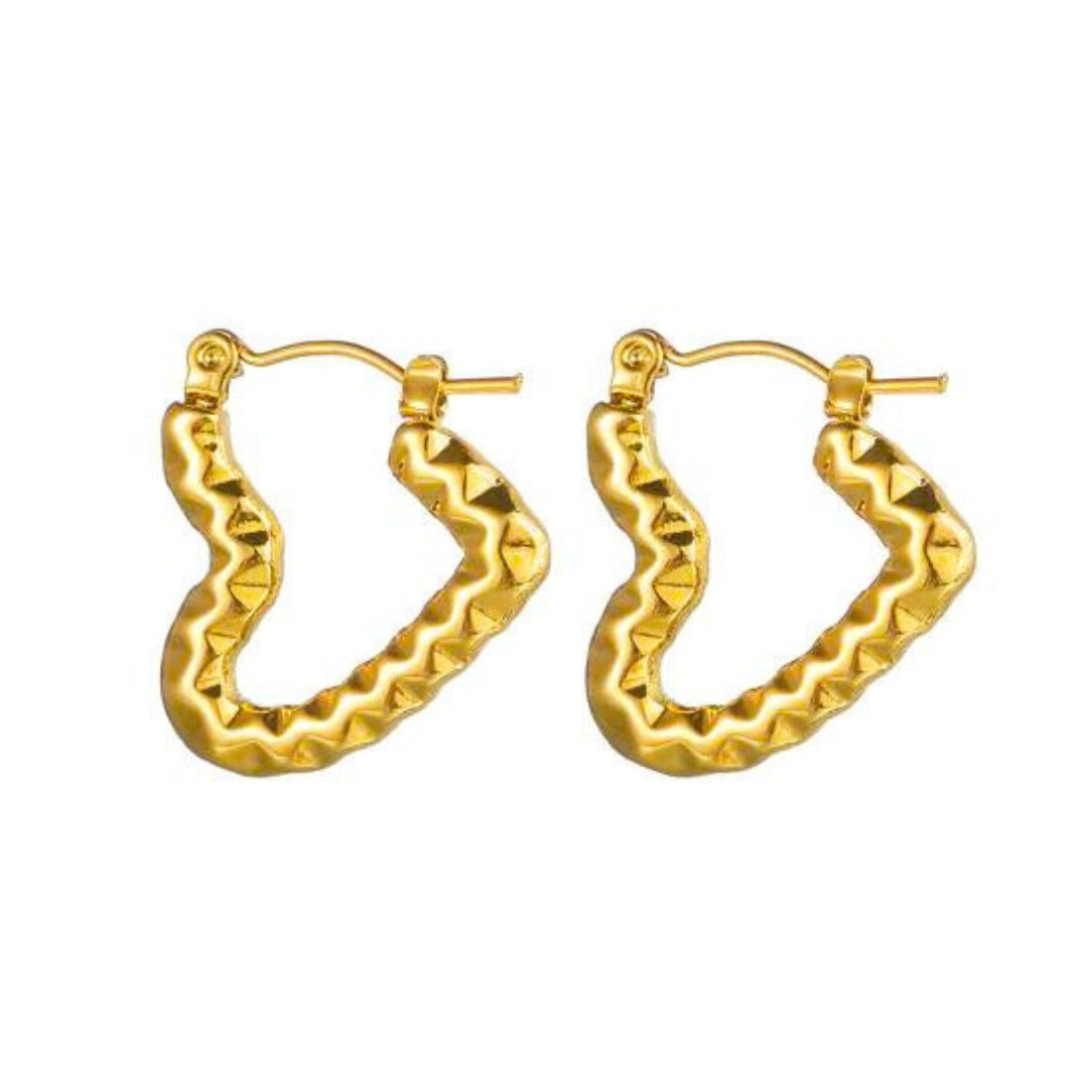 FS-ERS4SSA7 - Textured Heart Hoop Earrings