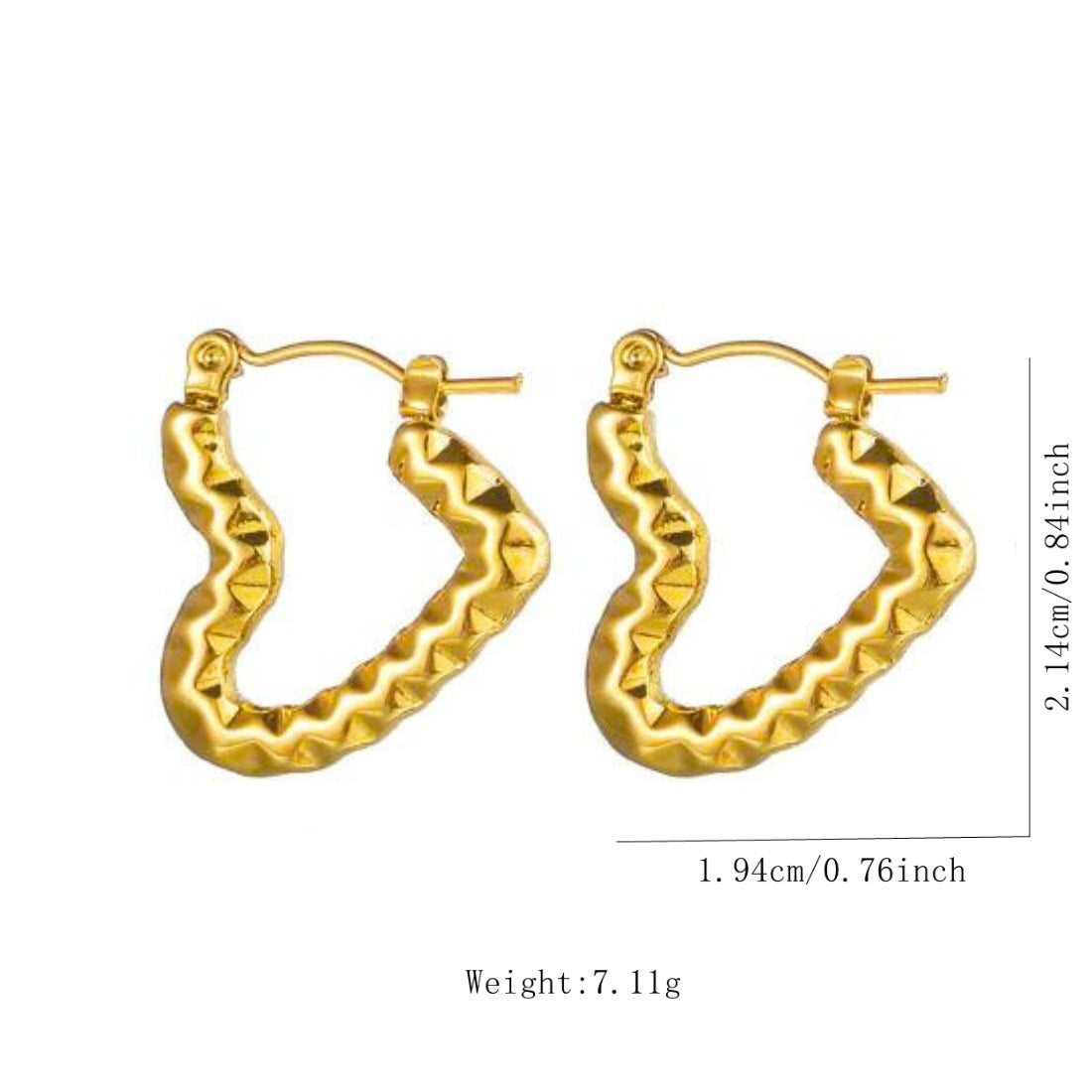 FS-ERS4SSA7 - Textured Heart Hoop Earrings