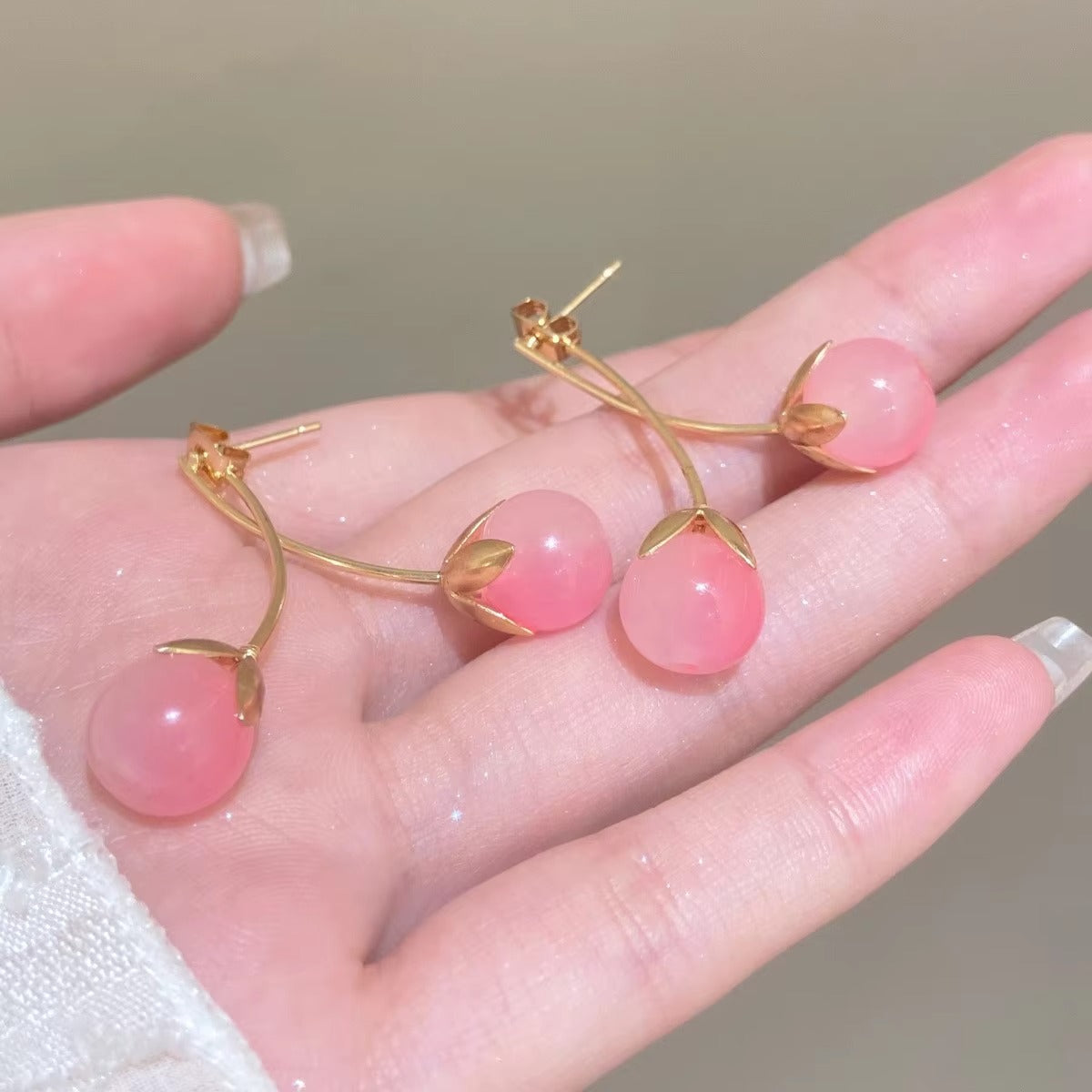 FS-ERS9NB99 - Cherry Earrings (Can Be Worn In Many Styles)