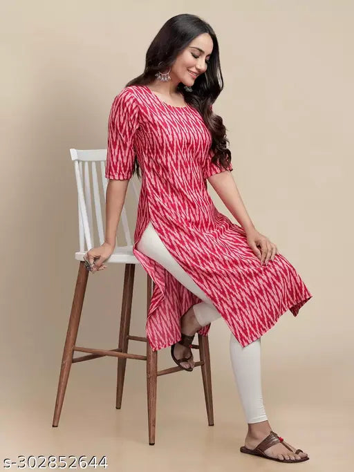 Zig-Zag Printed Kurti For Women On Lowest Price
