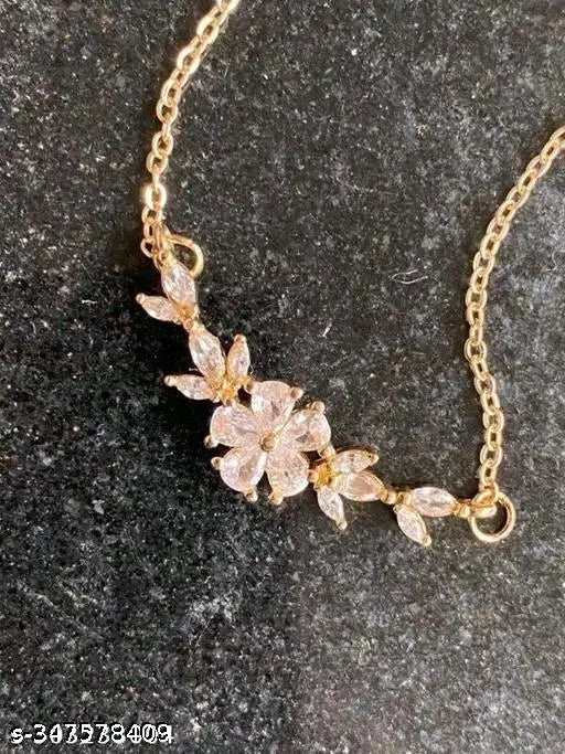 Gold Plated Chain Necklace For Girls / Women Stylish Dailywear 18 Inches