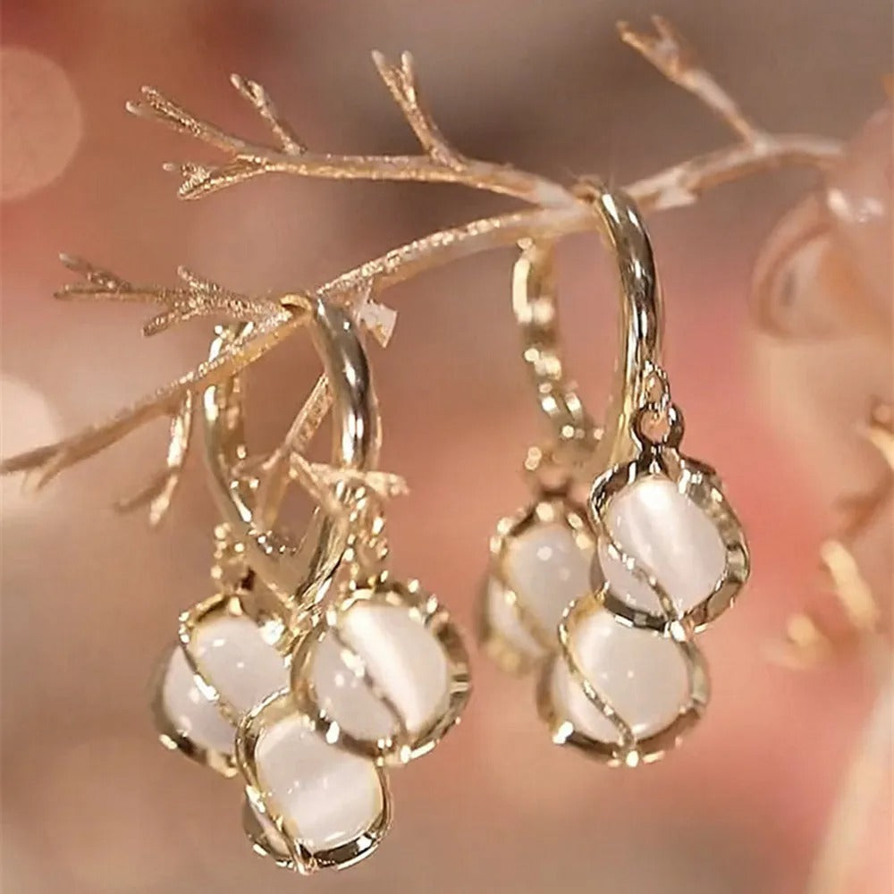 FS-ERS9N110 - Moon Opal Drop Huggie Earrings