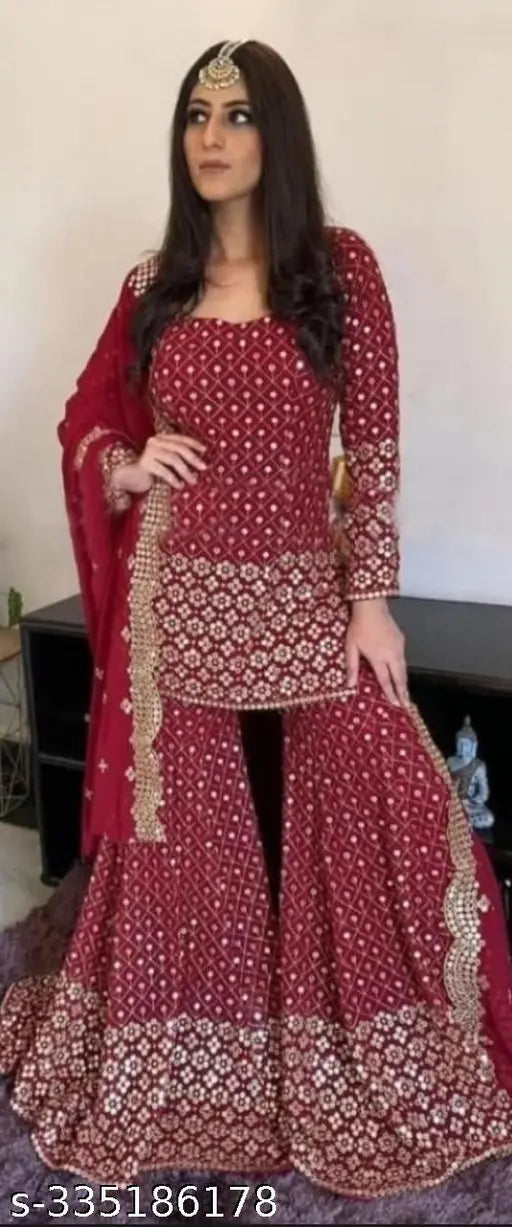 EXCLUSIVE WOMENS GARARA SUITS New Fancy Garara Georgette 9mm Heavy sequence Work Wear Suit Like Party Wear Garara suit