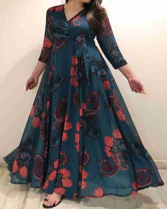 Fashion2wear Women Gown Blue Dress