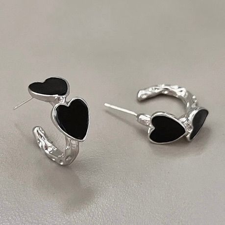 FS-ERS9N108 - Dual Heart Hoop Studs