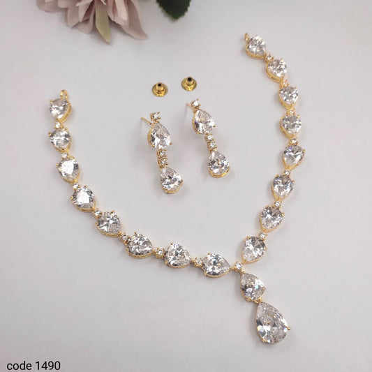 Premium cz gold plated necklace set