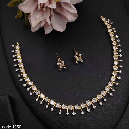 Premium cz dual tone plated necklace set