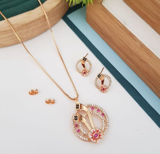 Anti tarnish multicolor cz pendant set