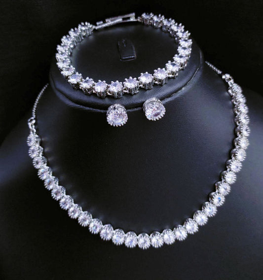 Premium CZ Necklace set with cz bracelet