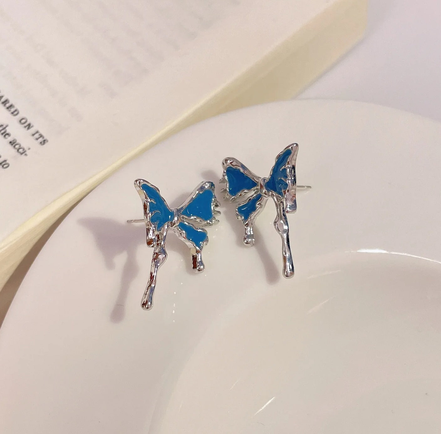 FS-ERS9NB35 - Mini Blue Butterfly Studs