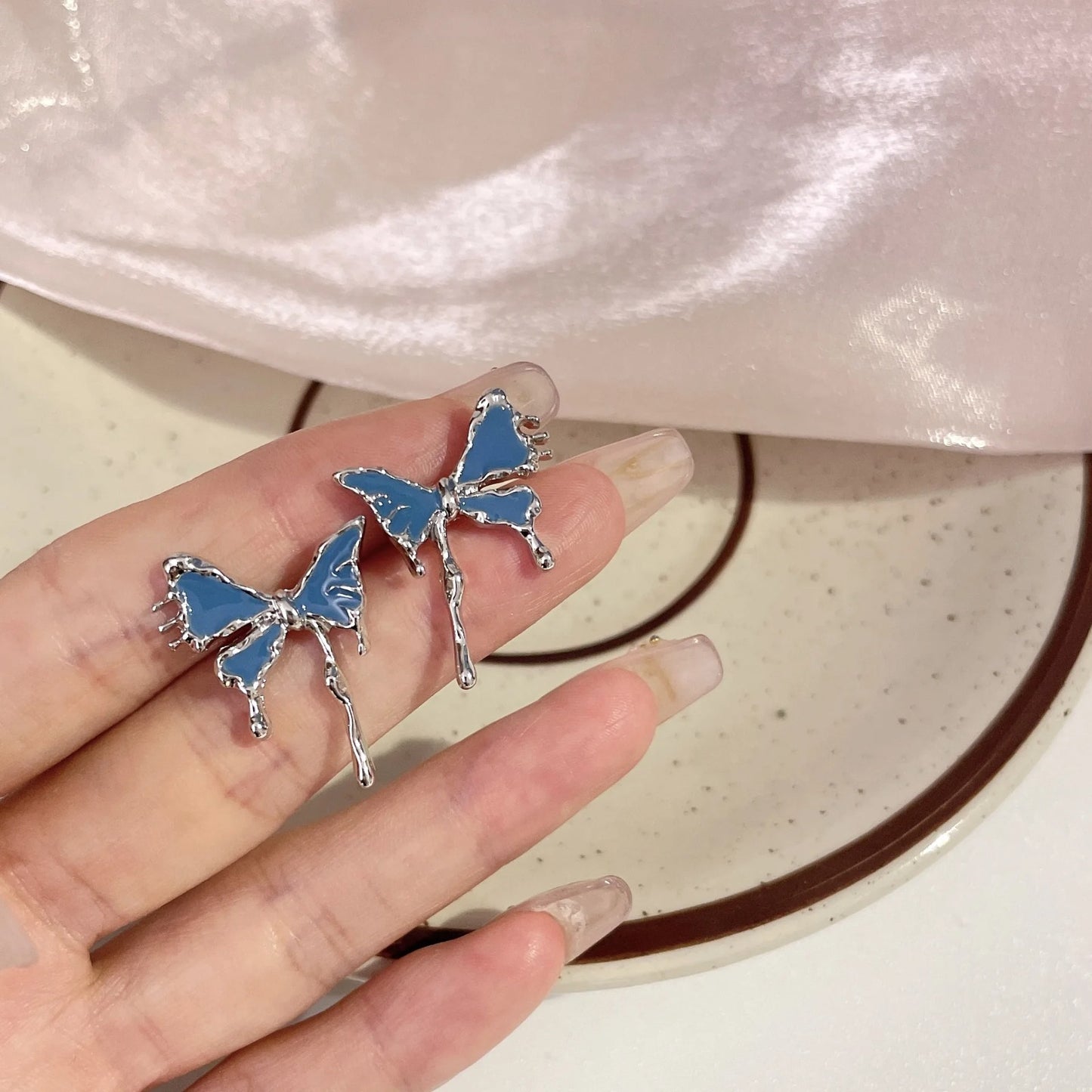 FS-ERS9NB35 - Mini Blue Butterfly Studs