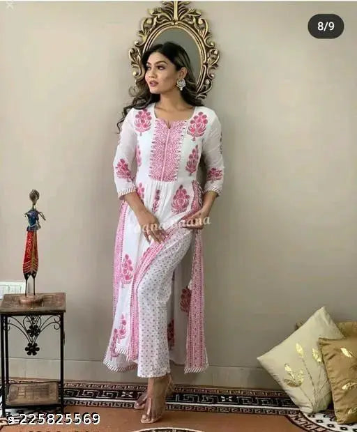 NANAK FEB NAIRA CAT PRINTED PENT SET KURTIS